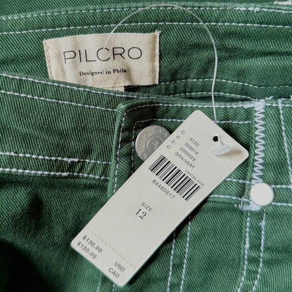 NWT - Anthropologie x Pilcro green carpenter maxi denim skirt - size 12 - Picture 2 of 3